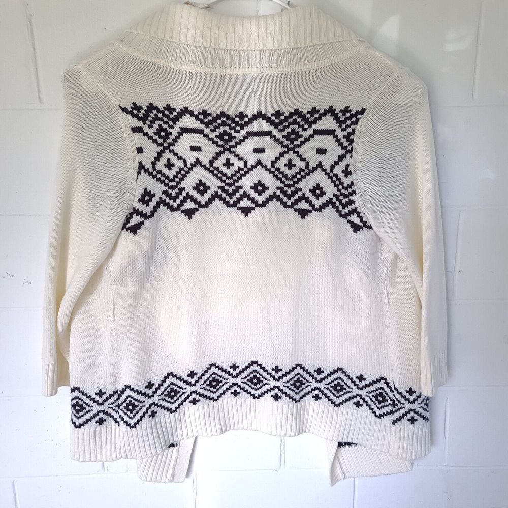 Lane Bryant plus size 18/20 W open front Geometric cardigan 3/4 sleeve ivory Wht - Picture 2 of 15